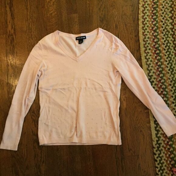 DKNY Jeans Soft Pink Bedazzled Cardigan {S} - Picture 1 of 3
